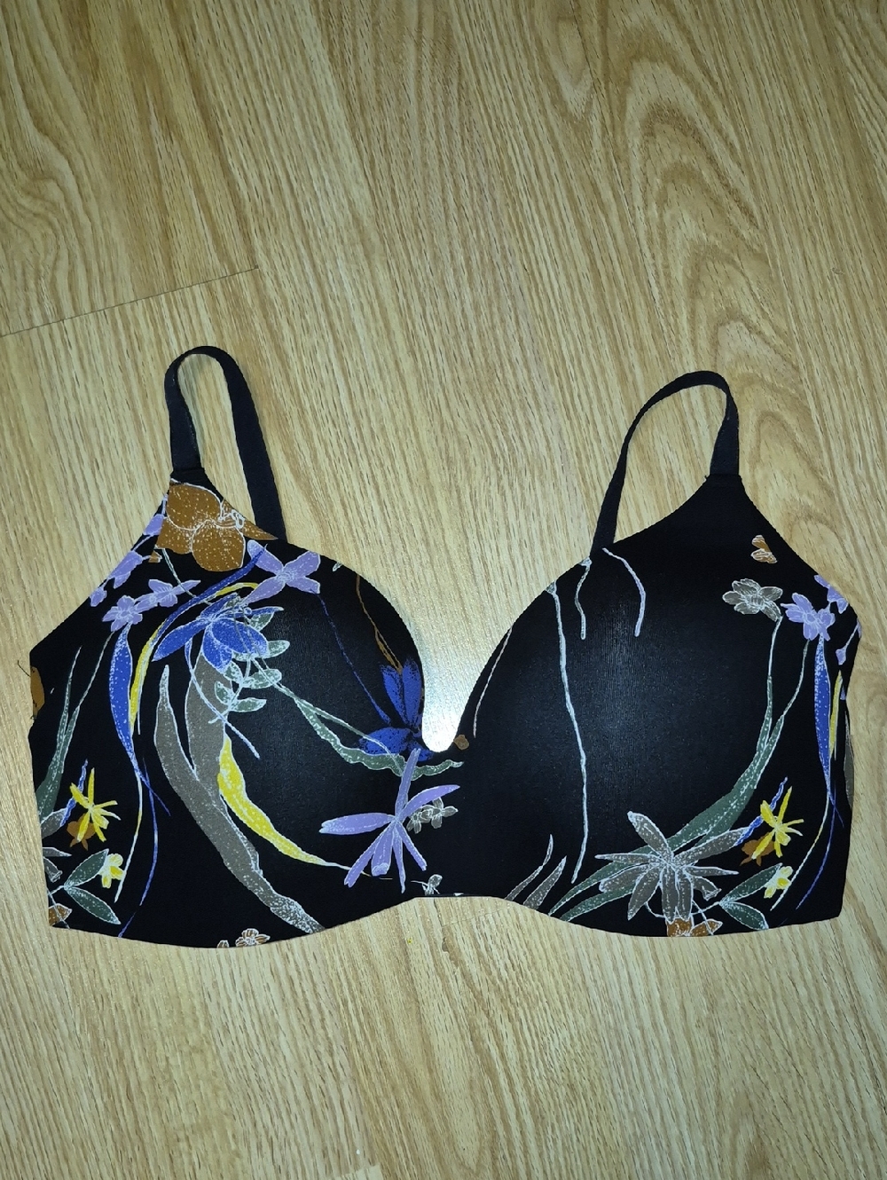 Like New Knix Wingwoman Contour Black Floral Molded-Cup Bra - Size 8